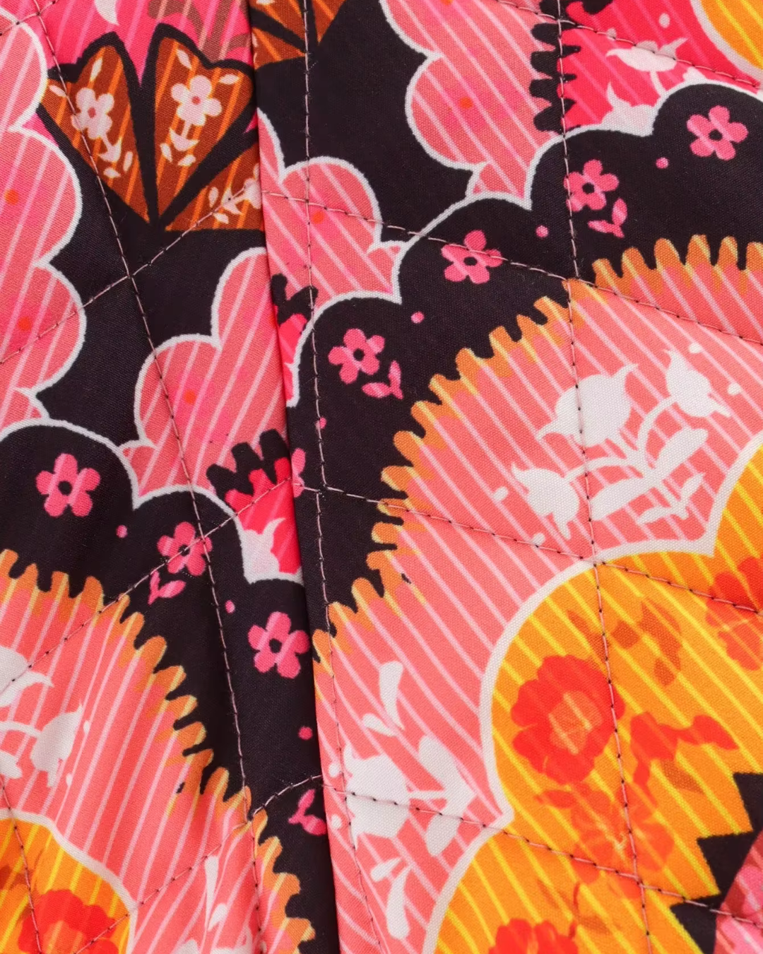 Vintage Lamswool Winterjas met Retro Print voor Dames