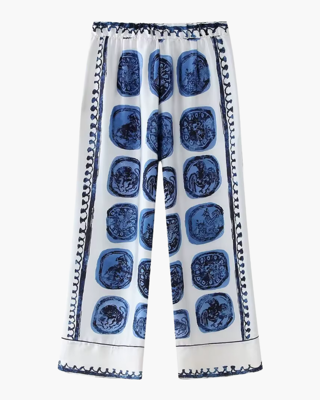 Vintage Casual Dames Pak met Print en Wijde Pijpen voor Dames