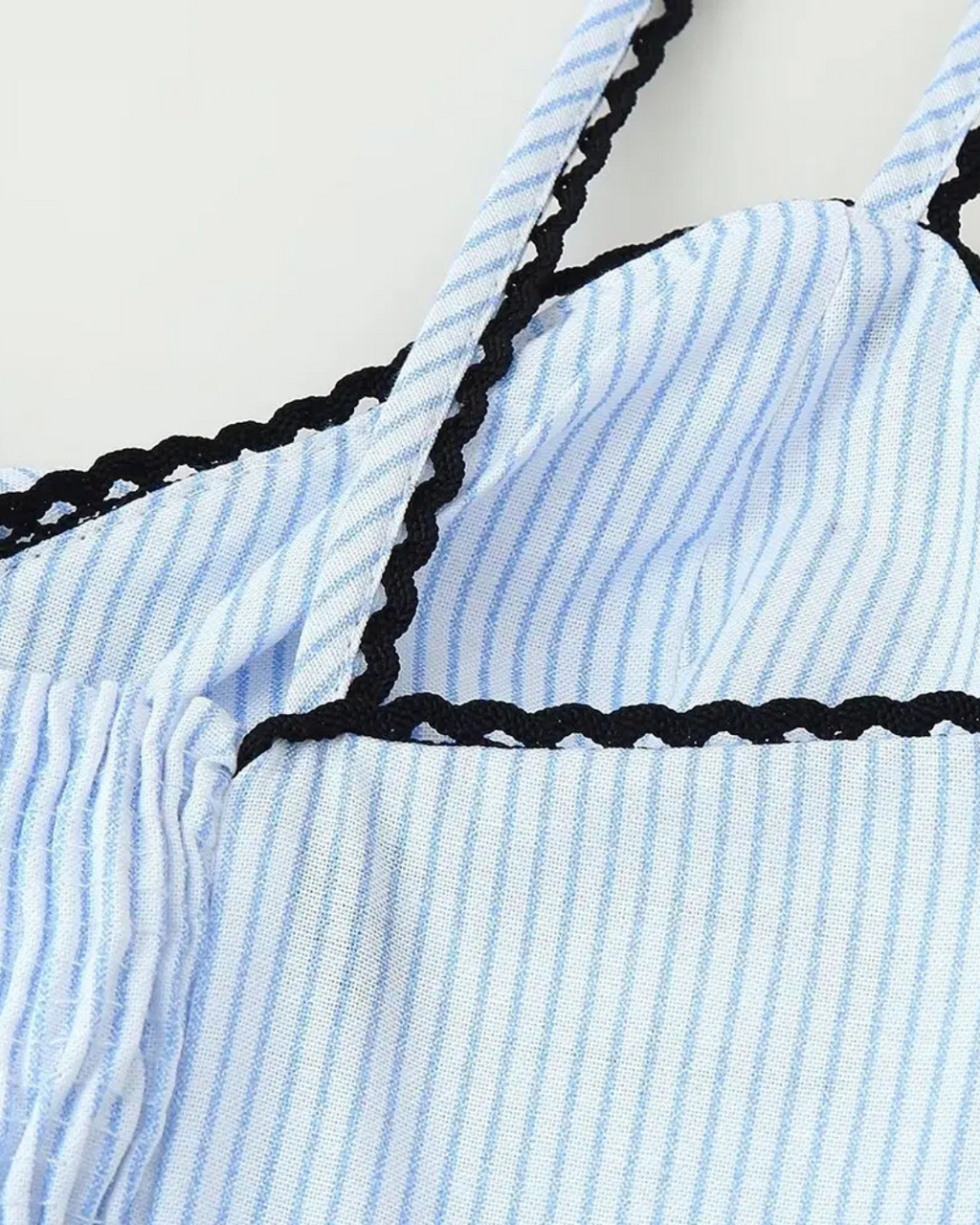 Gestreepte Geplooide Midi Jurk met Kant en V-hals voor Dames