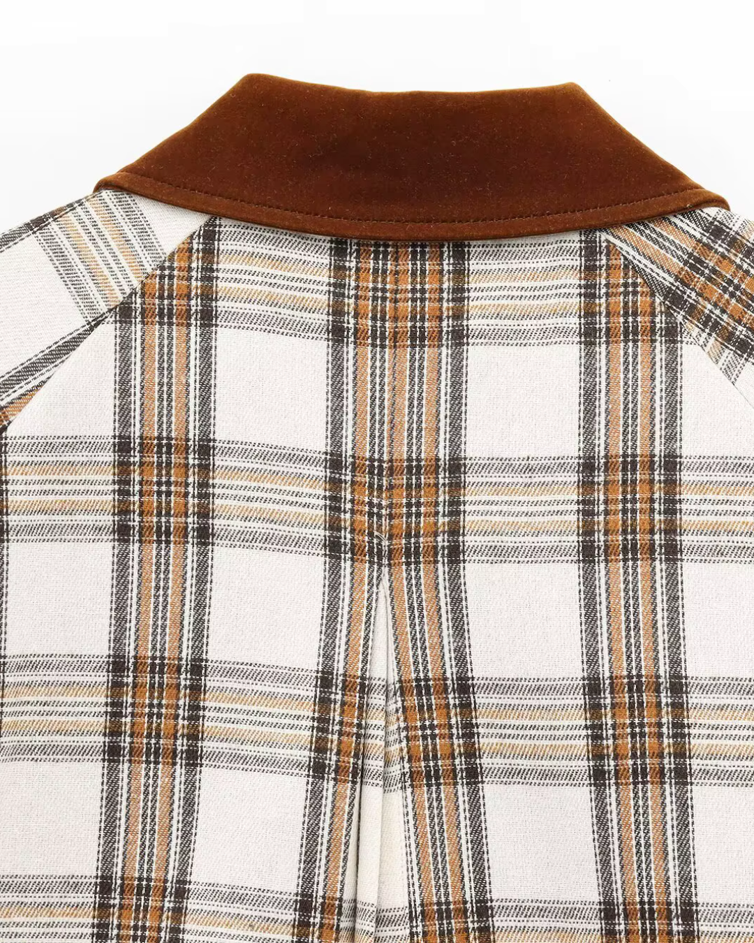 Voorjaarsjas met Ruiten en Lange Mouwen met Kraag en Ritssluiting voor Dames