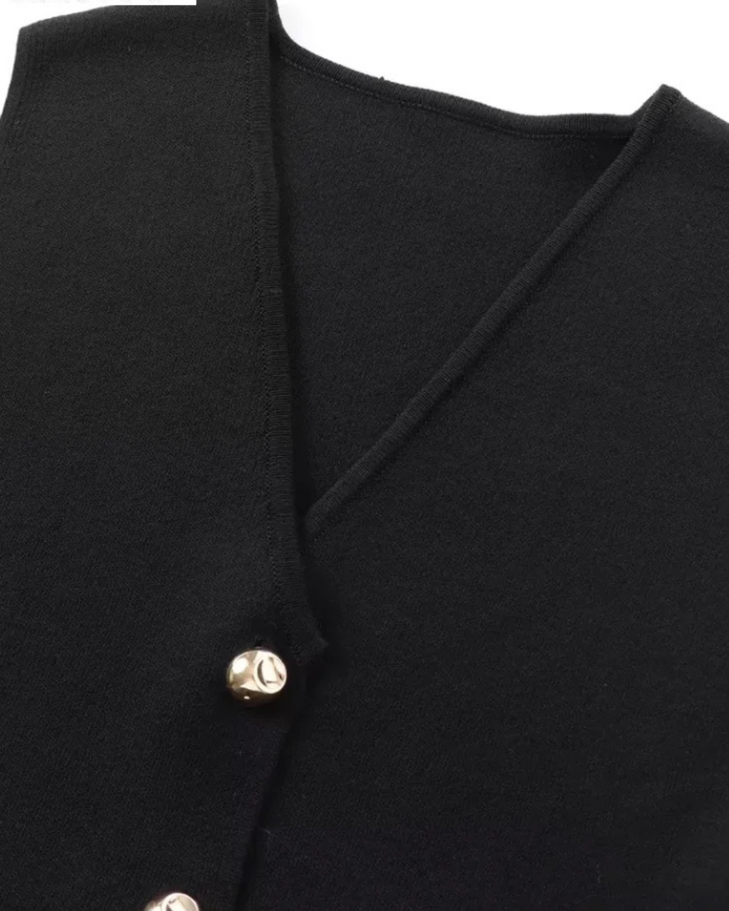 Gebreid Mouwloos V-Hals Vest met Gouden Knopen voor Dames