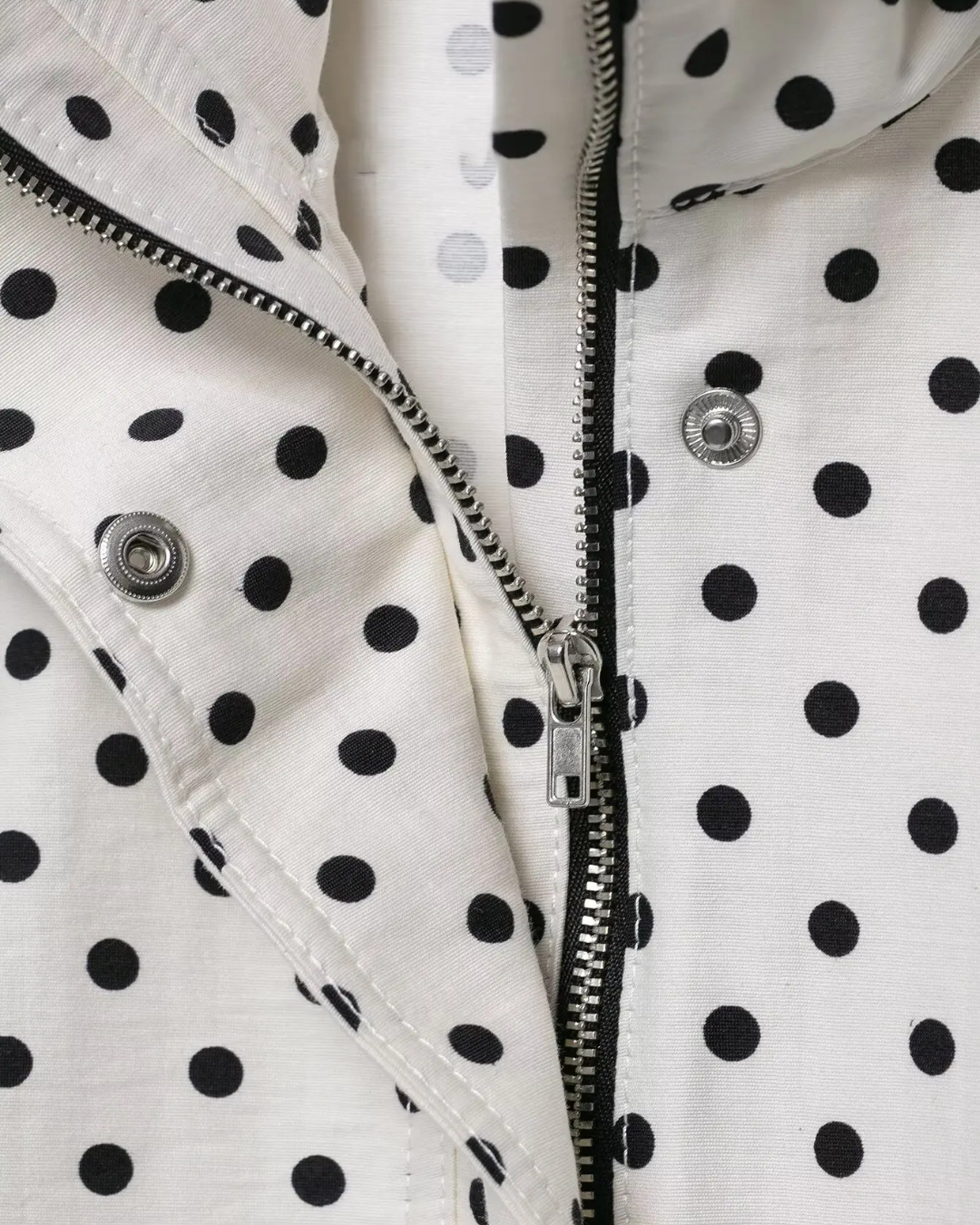 Casual Losse Polkadot Herfstjas met Rits en Trekkoord voor Dames