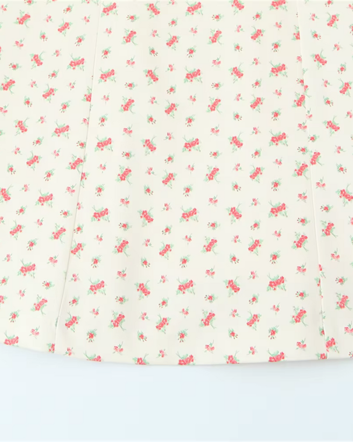 Korte Jurk met Vierkante Kraag en Bloemenprint voor Dames