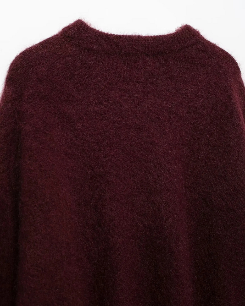 Bordeaux Rode Warme Losse Fuzzy Trui voor Dames