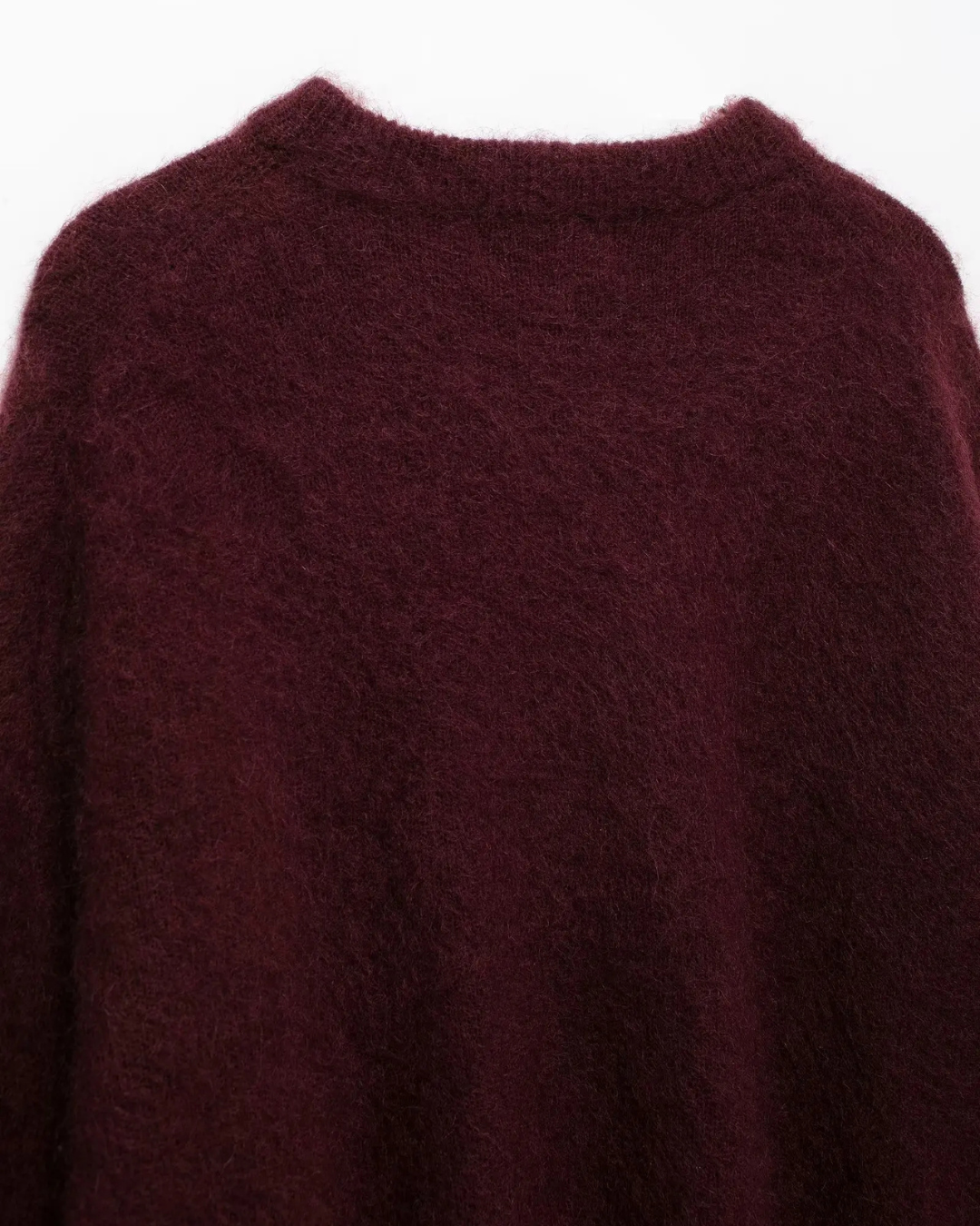 Bordeaux Rode Warme Losse Fuzzy Trui voor Dames