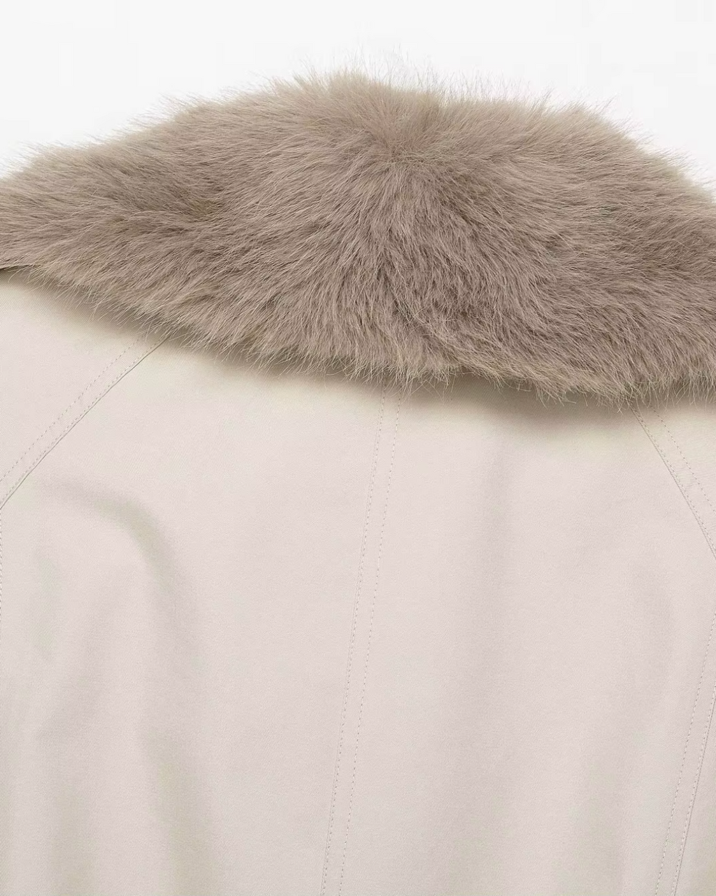 Korte Herfst Trenchcoat met Bontkraag voor Dames