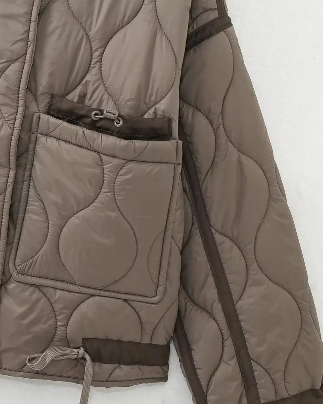 Katoenen Winterjas  met Trekkoord en Hoge Kraag voor Dames