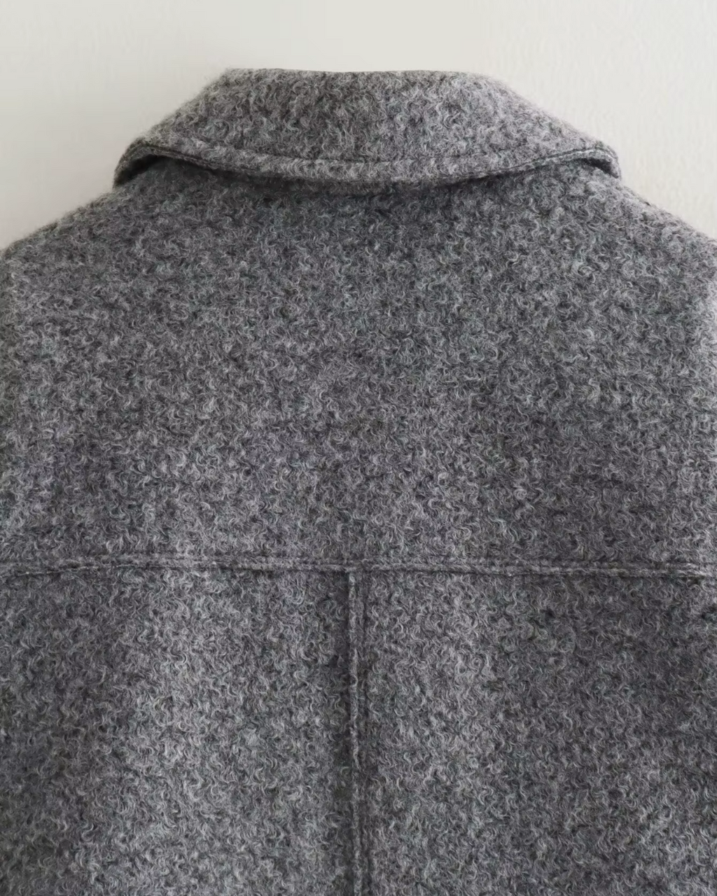 Grijze Tweed Cropped Bomberjack met Grote Zakken voor Dames