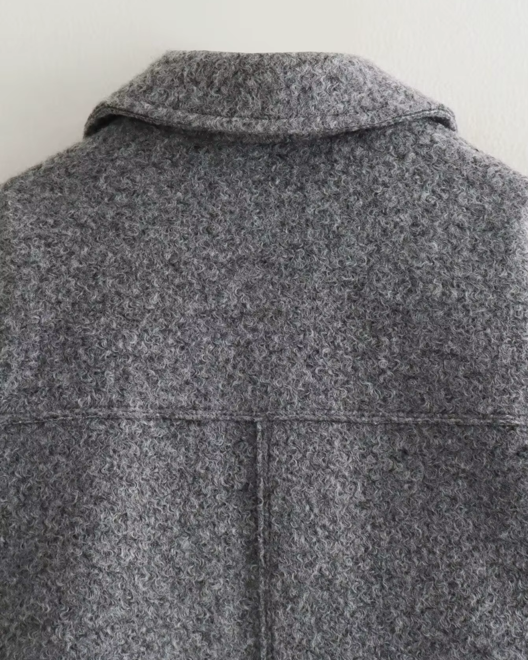 Grijze Tweed Cropped Bomberjack met Grote Zakken voor Dames