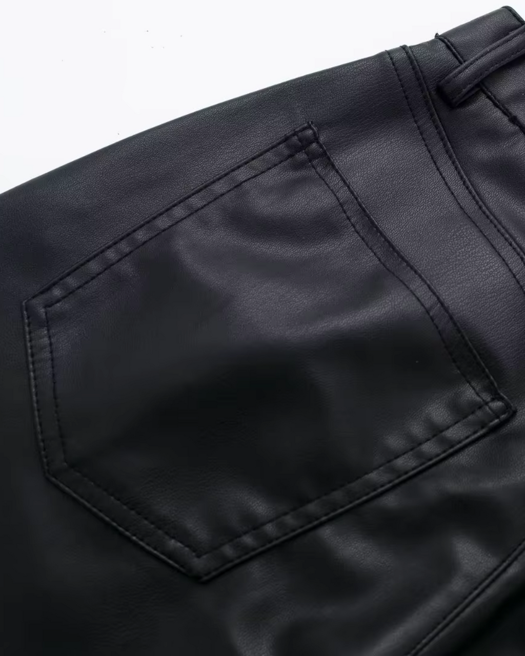 Hoge Taille Kunstleren Broek met Wijde Pijpen voor Dames