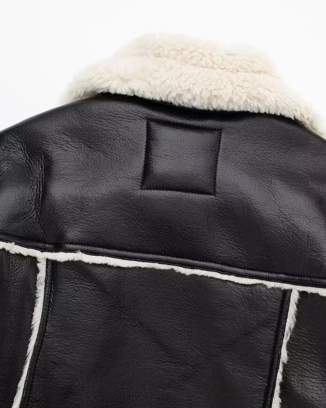 Vintage Kunstleren Jas met Revers en Lange Mouwen voor Dames