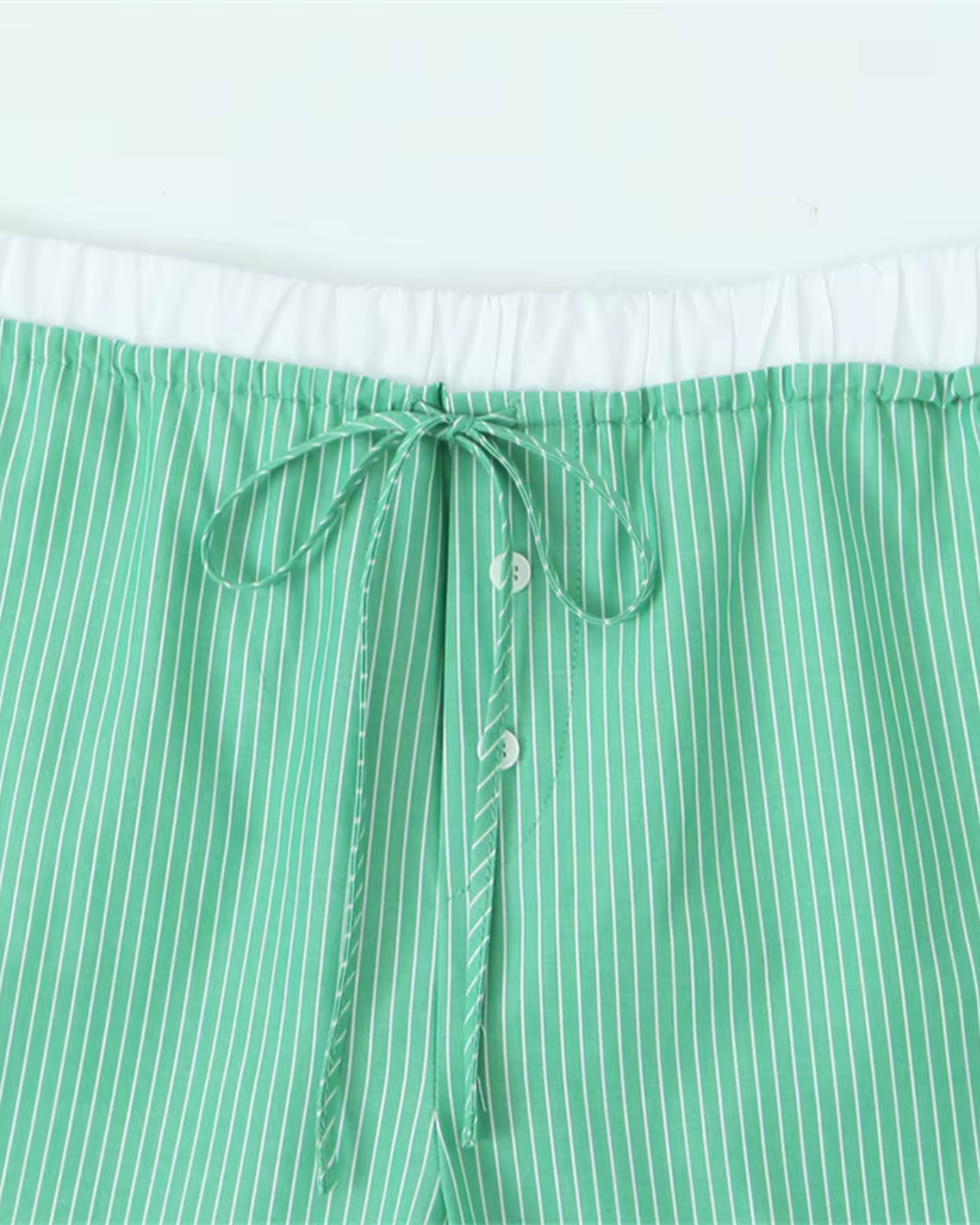 Gestreepte Poplin Shirt en Broek Set voor Dames