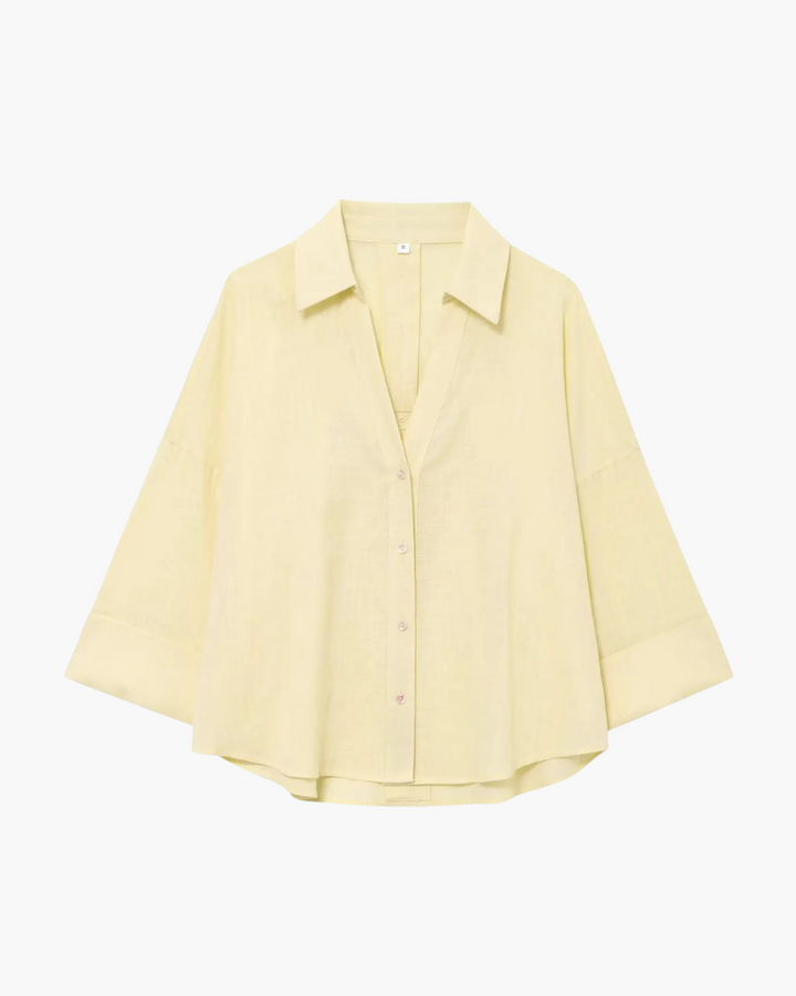 Oversized Blouse Dames – V-Hals & Faux Linnen