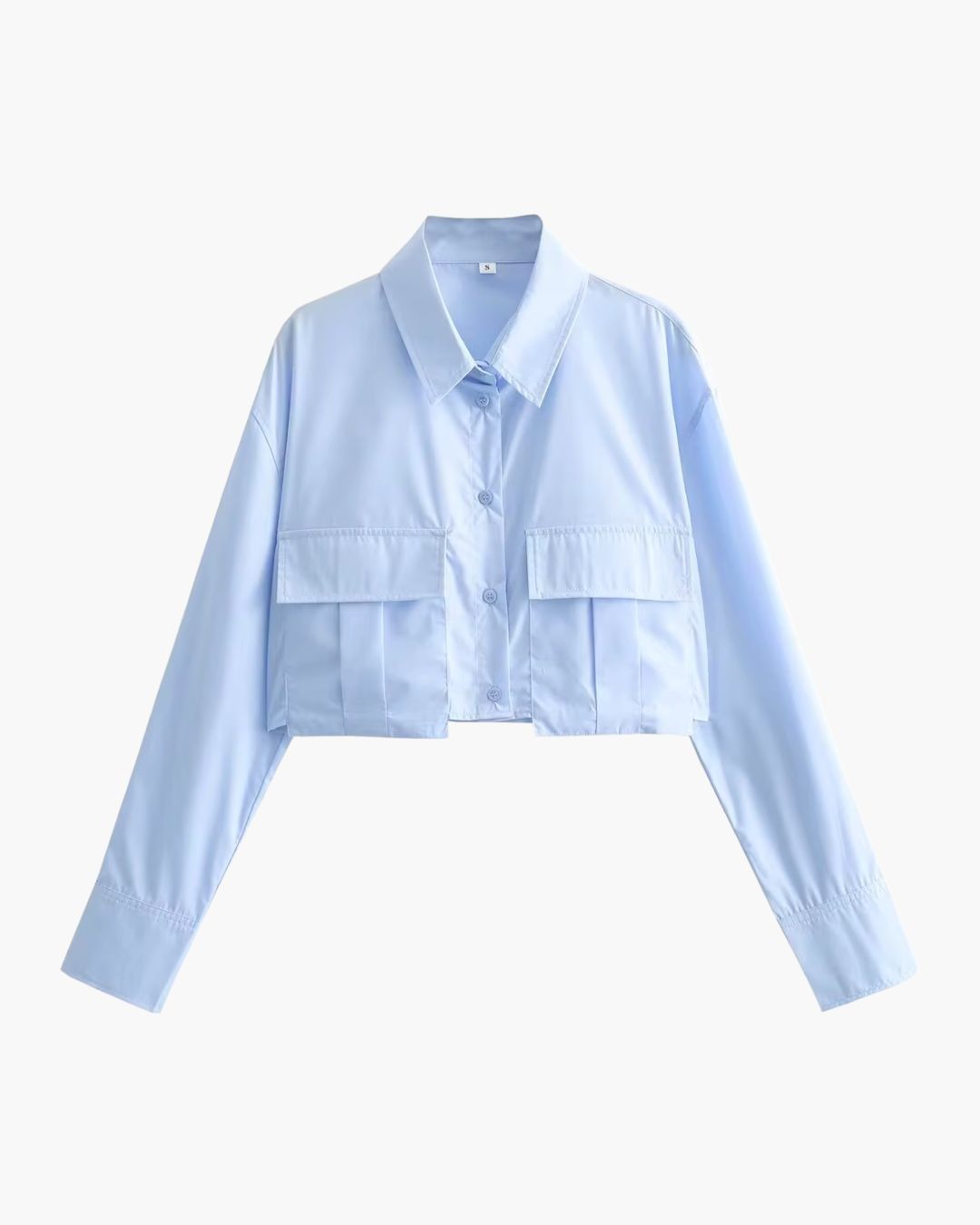 Cropped Blouse met Lange Mouwen en Zakken voor Dames