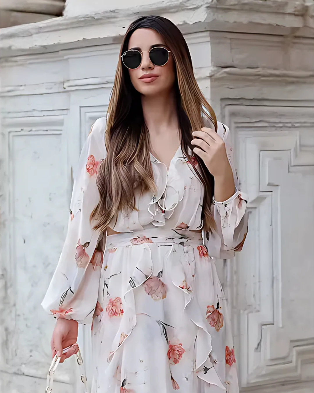 Zomerse Bloemenprint Midi Lange Jurk voor Dames