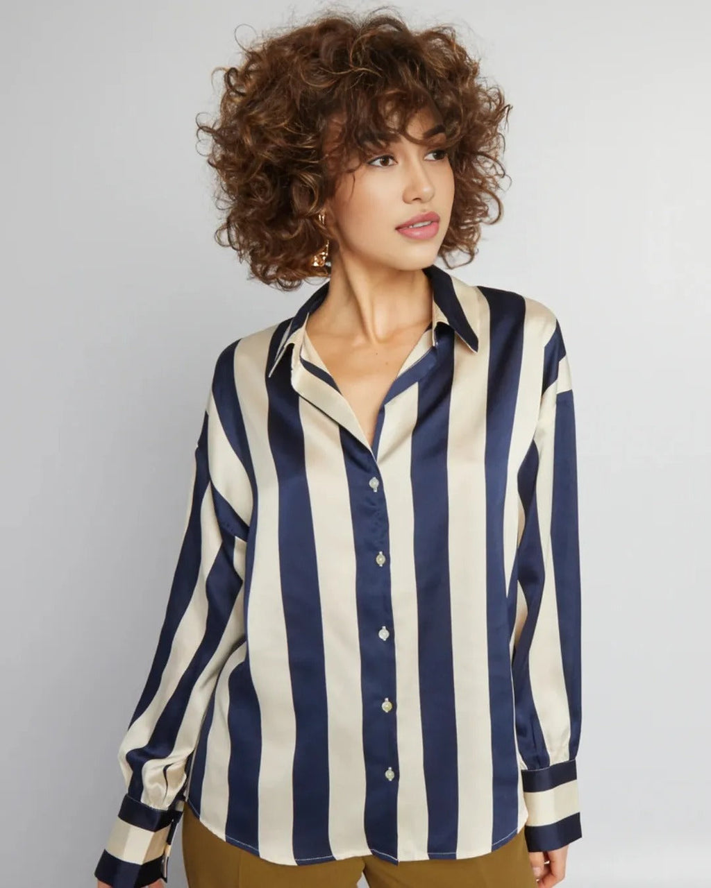 Vintage Gestreept Shirt met Lange Mouwen Casual voor Dames